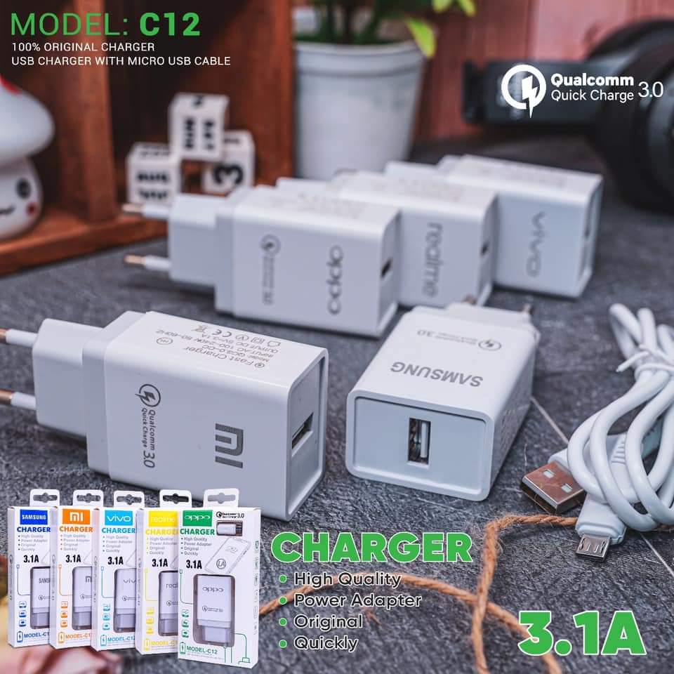 TRAVEL CHARGER  BRAND C12 3.1A MICRO USB